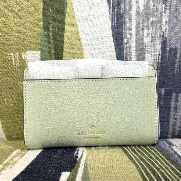 Kate Spade Phoebe Turnlock Medium Leather Wallet In Sage Bundle (Light Green) - Picture 6 of 11